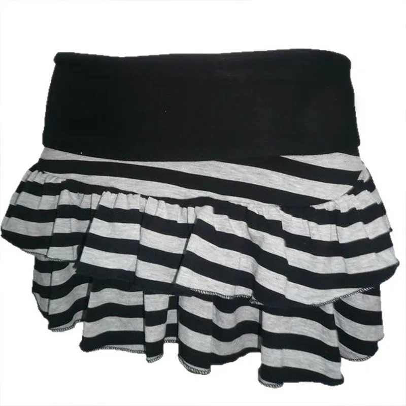 

Vintage Japanese Summer New Gothic Street Rock Skirts Gray Striped Pattern Casual 2000s E-Girl Sweet Harajuku Female Clothing