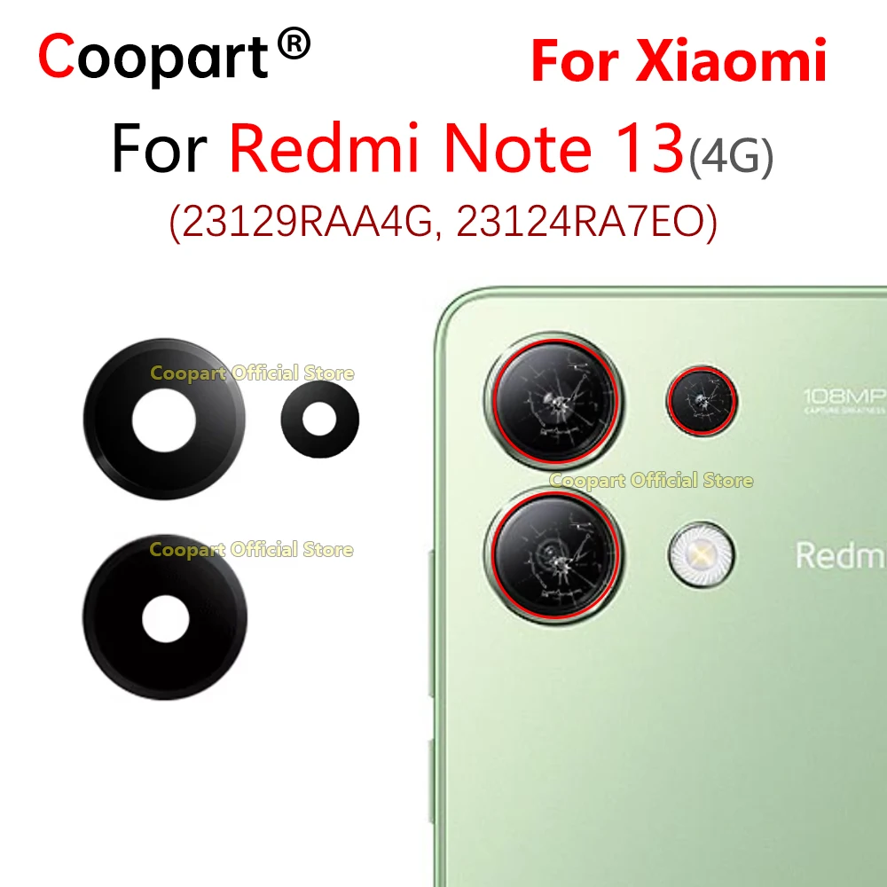 New Rear Back Camera Glass Lens For Xiaomi Redmi Note 13 4G 23129RAA4G 23124RA7EO With Adhesive Sticker