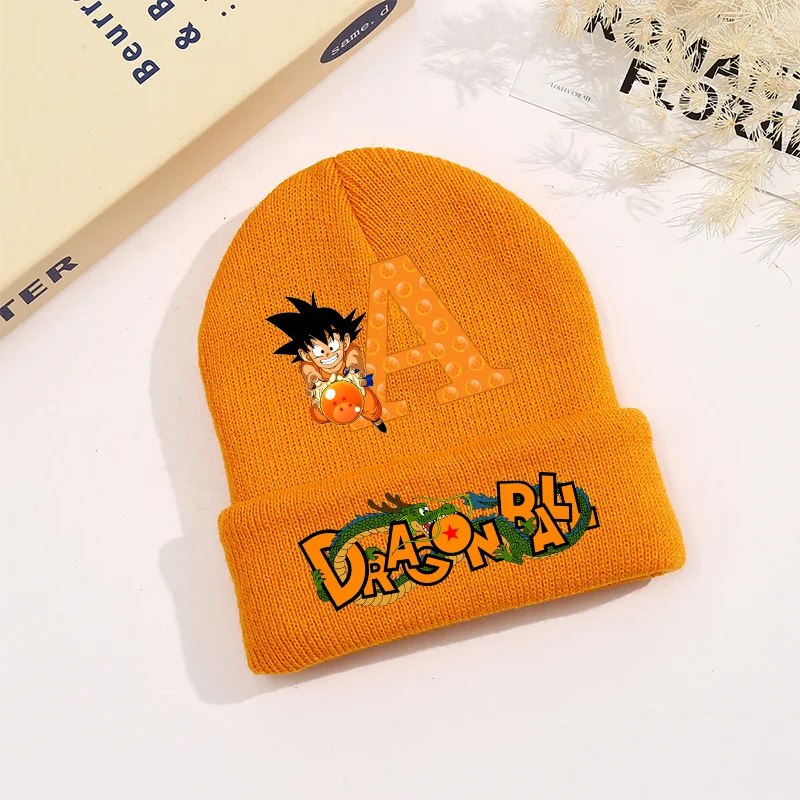 Dragon Ball Z Cap Wool Acrylic Knitted Caps Goku Anime Kids Skullcap Autumn Winter Elastic Skullies Beanies Hat Birthday Gift