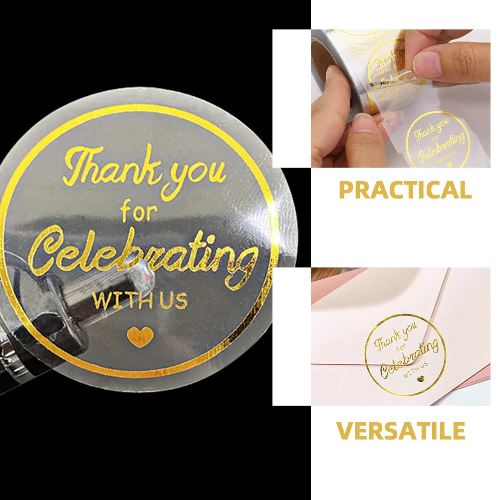 

2 рулона, прозрачные круглые наклейки «Спасибо», золотая фольга, устойчивые к разрыву уплотнительные наклейки для подарочной упаковки и заказов