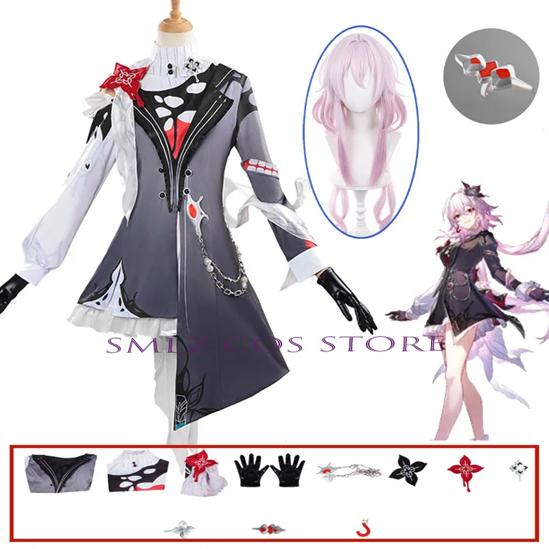 Костюм для косплея Evernight 7 марта, игра Honkai Star Rail, женское платье, парик, полный комплект, униформа, наряд для вечеринки на Хэллоуин для женщин Костюм для косплея Evernight 7 марта, игра Honkai Star Rail, женское платье, парик, полный комплект, униформа, наряд для вечеринки на Хэллоуин для женщин