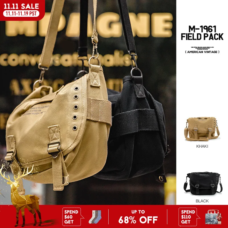 

Мужская винтажная холщовая сумка-мессенджер Maden в американском стиле с буквенным принтом