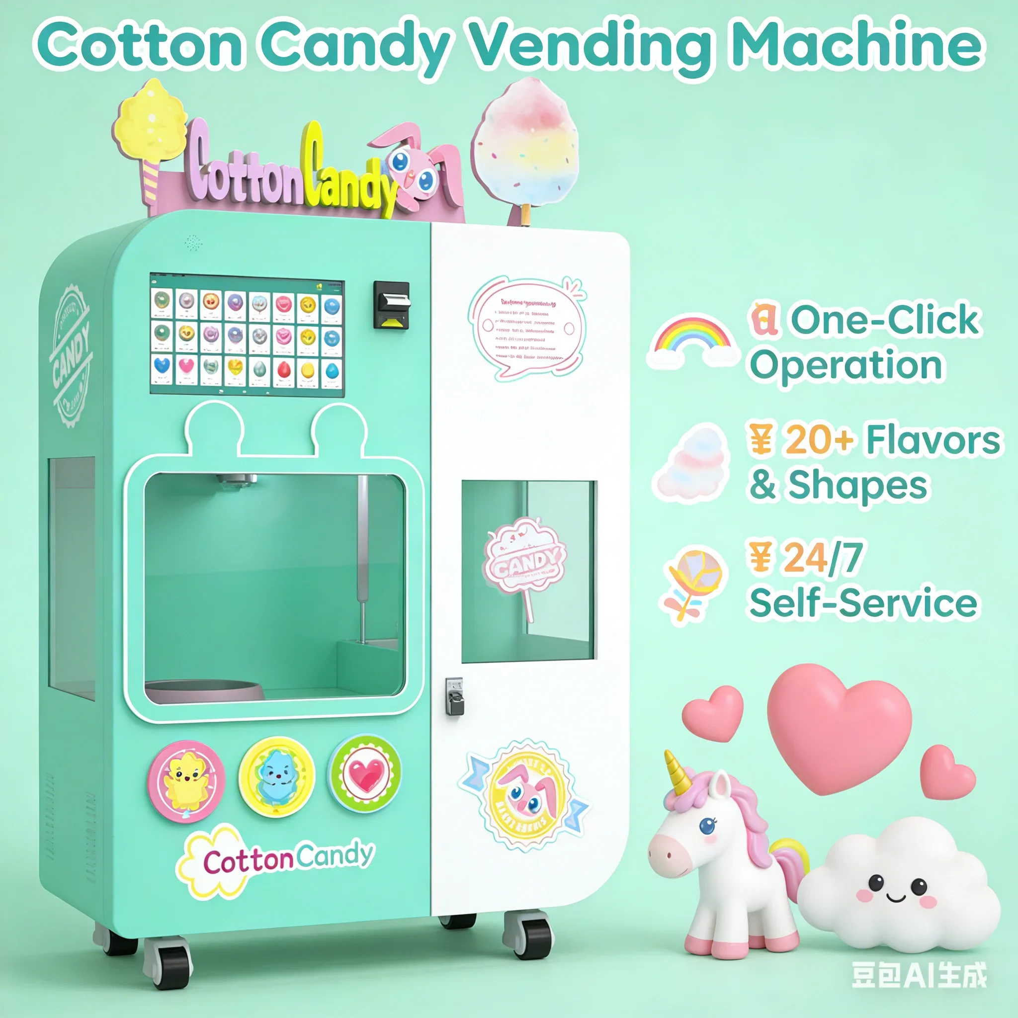 Customized Easy Operated Cotton Candy Vending Machines/Automatic-Cotton-Candy-Vending-Machine For Sale