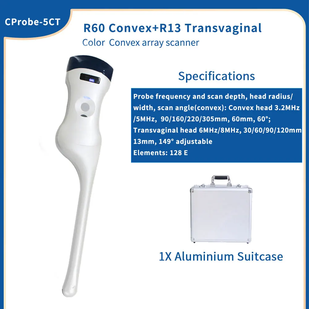 128E Wireless Color Ultrasound Probe Scanner Doppler Portable Convex/Transvaginal Double Head Wifi-scanner Freeshipping