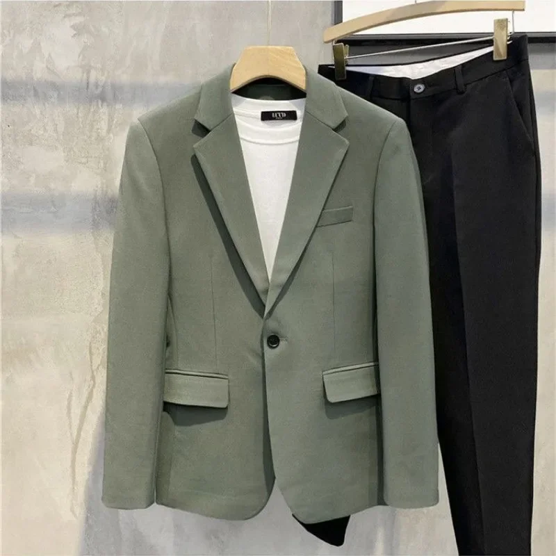 Thin Single Breasted Man Suits and Blazers Coats Slim Fit Jacket for Men White Casual Luxury Designer Fashionable New in Simple