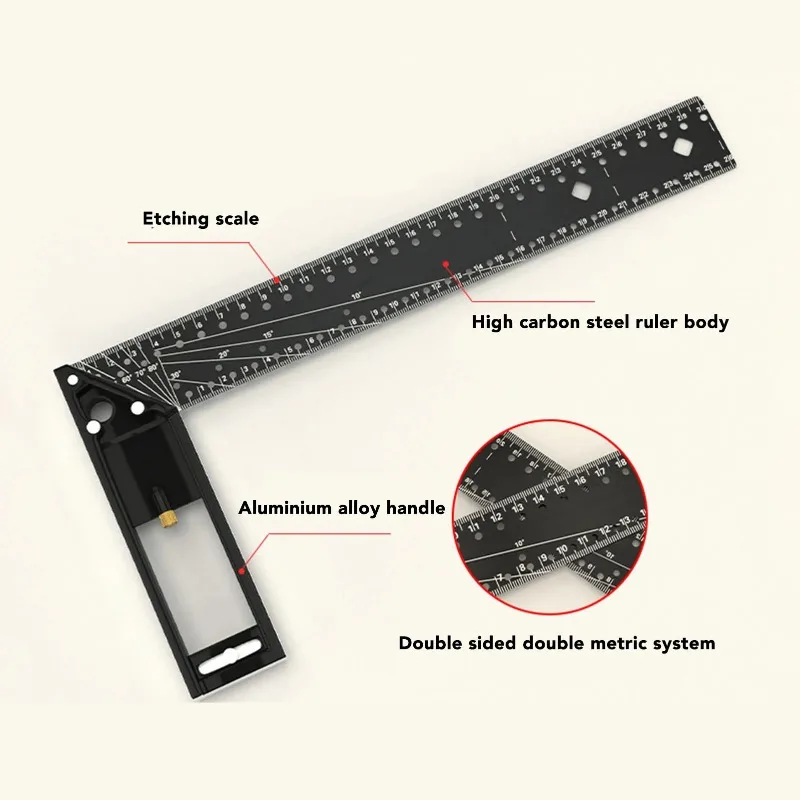 

45 90 Degree Multi Angle Measuring Ruler Right Angle Ruler High Accuracy Combination Portable for Accurate Measuring