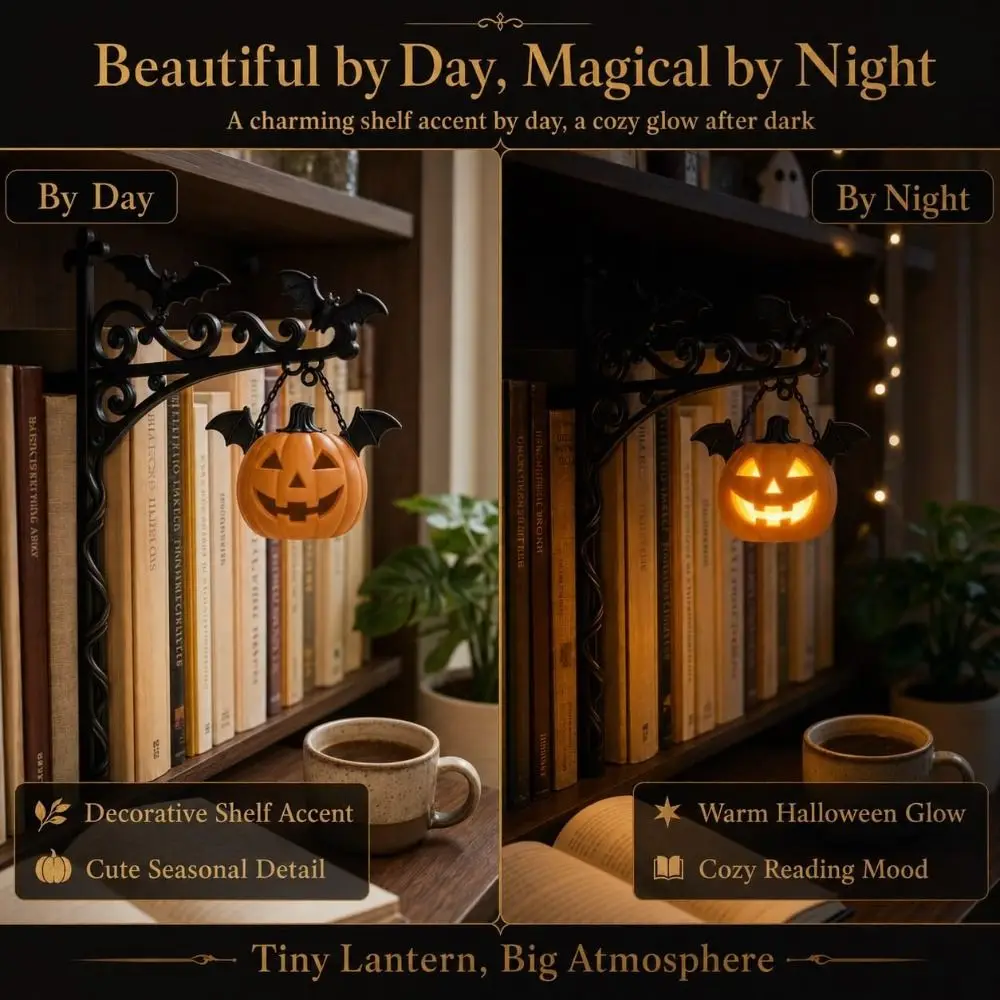 Cozy Ghost Shape Halloween Library Shelf Lanterns Figurine Cut LED Night Lights Glowing Effect Miniature Hanging Gifts