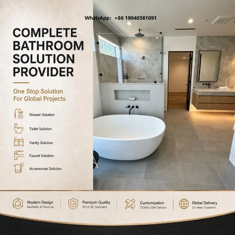 Property Development Custom Faucet Vanity Basin Led Mirror Intelligent Toilet Shower Head Contemporary Whole Bathroom Set