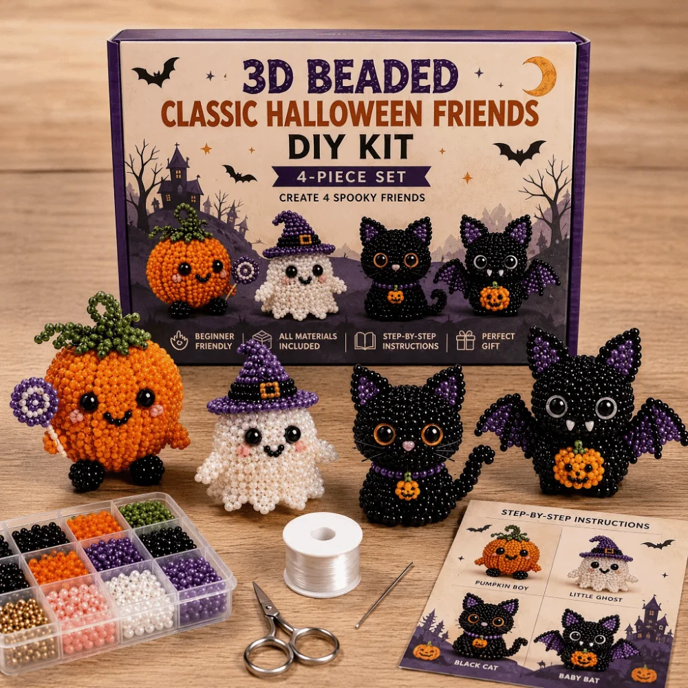 Tiny Beads Halloween Beaded Dog Kit Animal Shape Creative Craft Bead Weaving Kit Cute Design Handmade Bead Art Kit