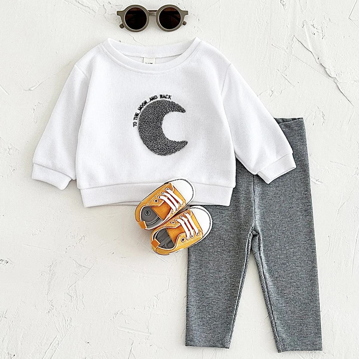 New Autumn Baby Boys Girls Clothes 2Pcs Plush Sun/Moon Organic Cotton Spring Newborn Baby Long Sleeve Casual Kids Clothing Sets