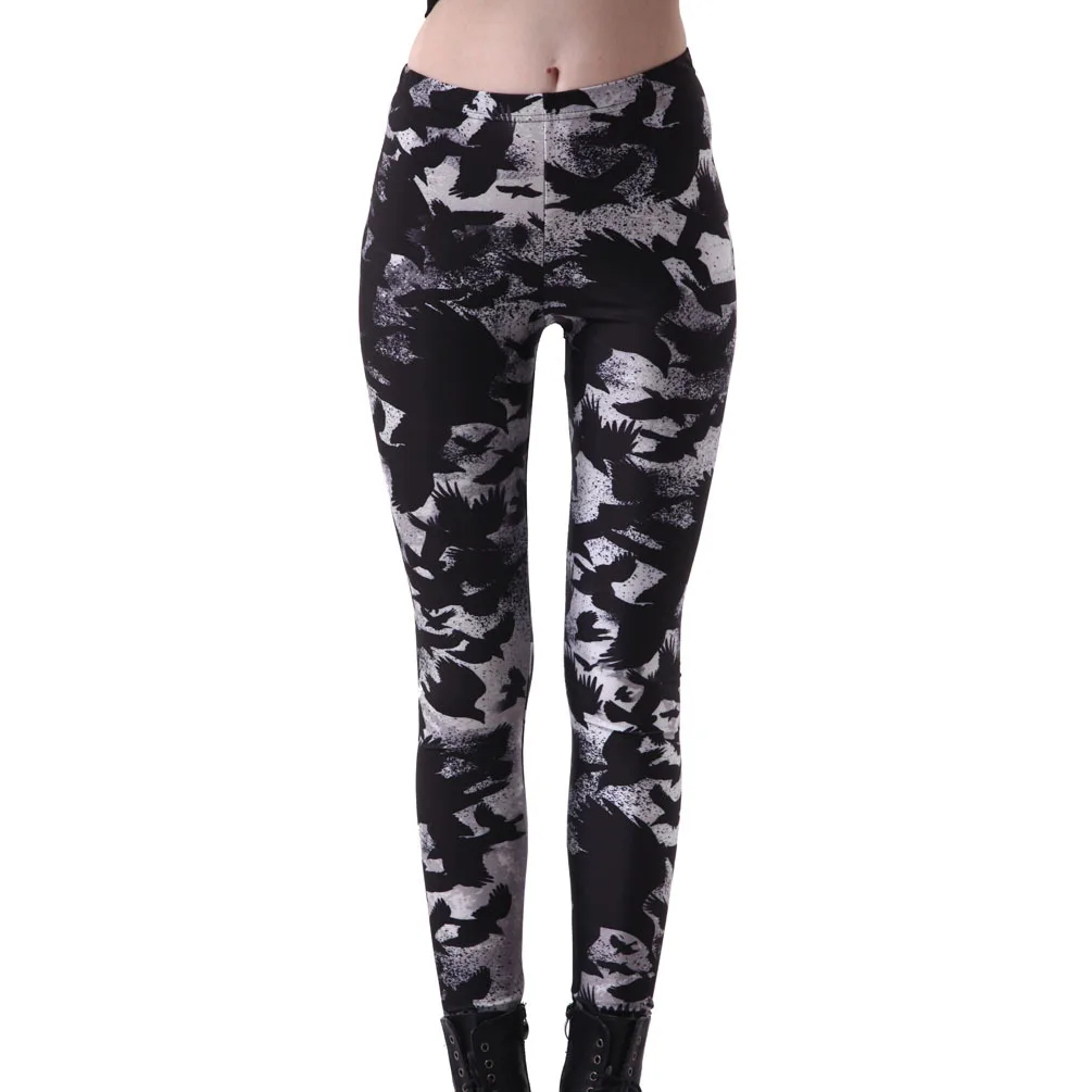 New Sexy Yoga Pants Halloween Bird Prints Elastic Slim Fitness Gym Sport Workout Women Leggings  Dropshipping