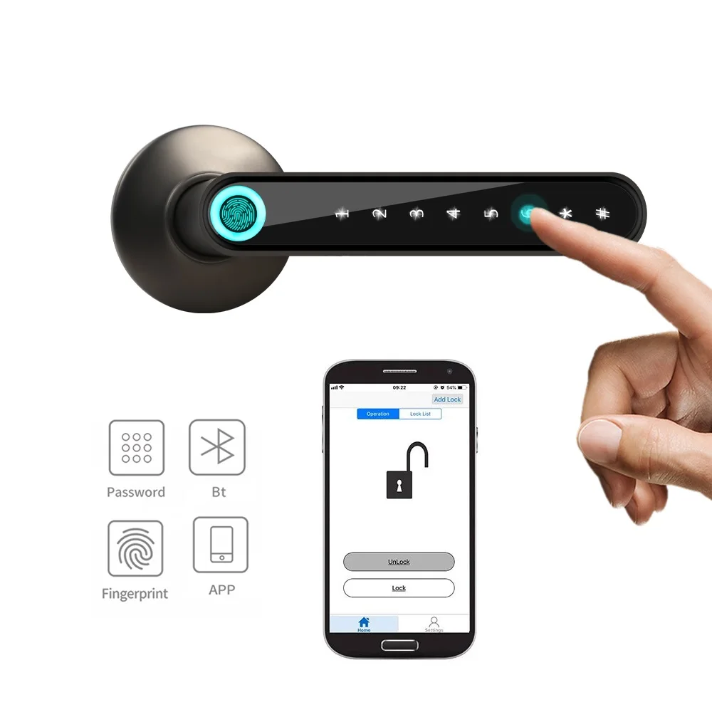 

WAFU 016 Smart Lock Fingerprint APP Unlock Keyless Entry Works With iOS/Android Door Bluetooth-Compatible Password Handle Lock