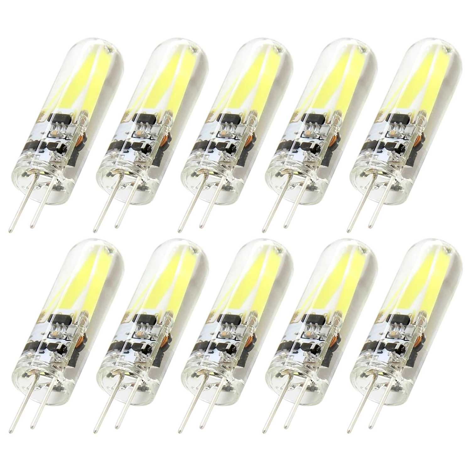 3W G4 LED Filament Bulb Bi-pin Base 2 x Filament COB LED Lamps Equivalent to 20W Halogen Bulb AC/DC 12V 10 Pack