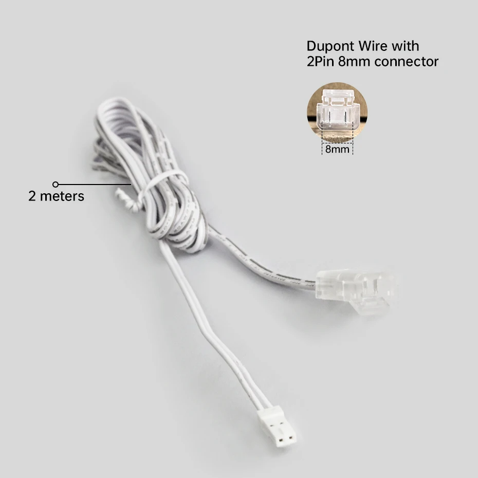 1Pcs 3Pcs 5Pcs Dupont Wire 2m 2Pin 8mm 10mm Male Female Connection for DIY Cabinet Wardrobe 2835 SMD 12V/24V LED Light Strips