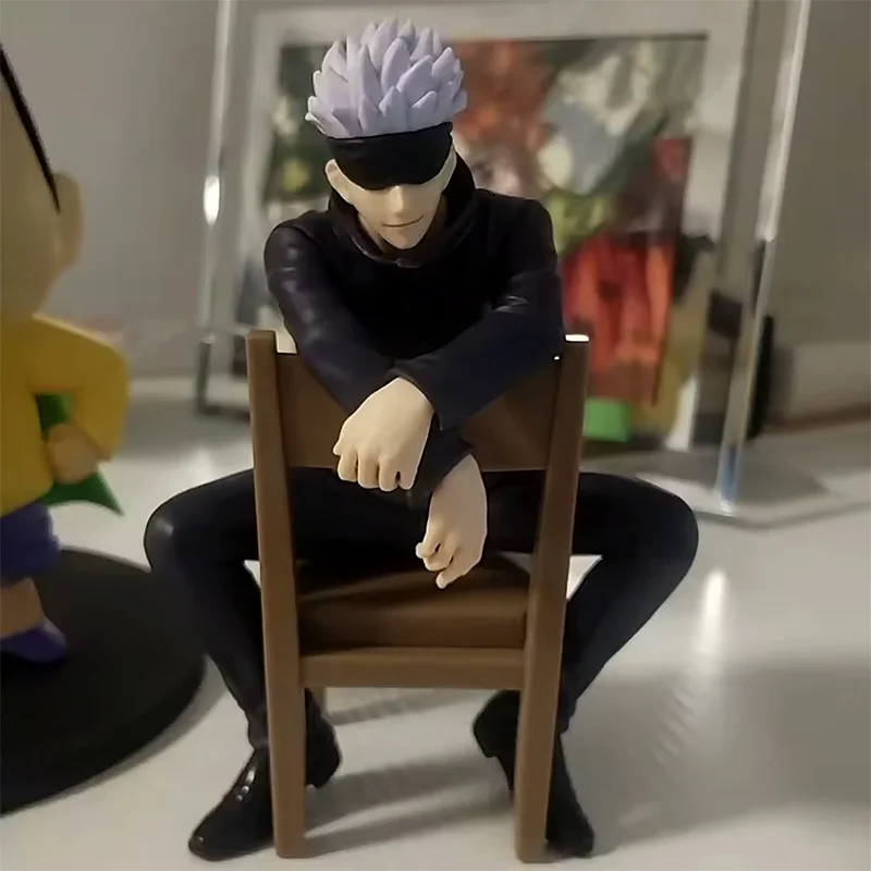 11CM Gojo Satoru Anime Action Figure Jujutsu Kaisen PVC Figure Satoru Gojo Rest Time Sitting Position Comes With Stool Gift Toy