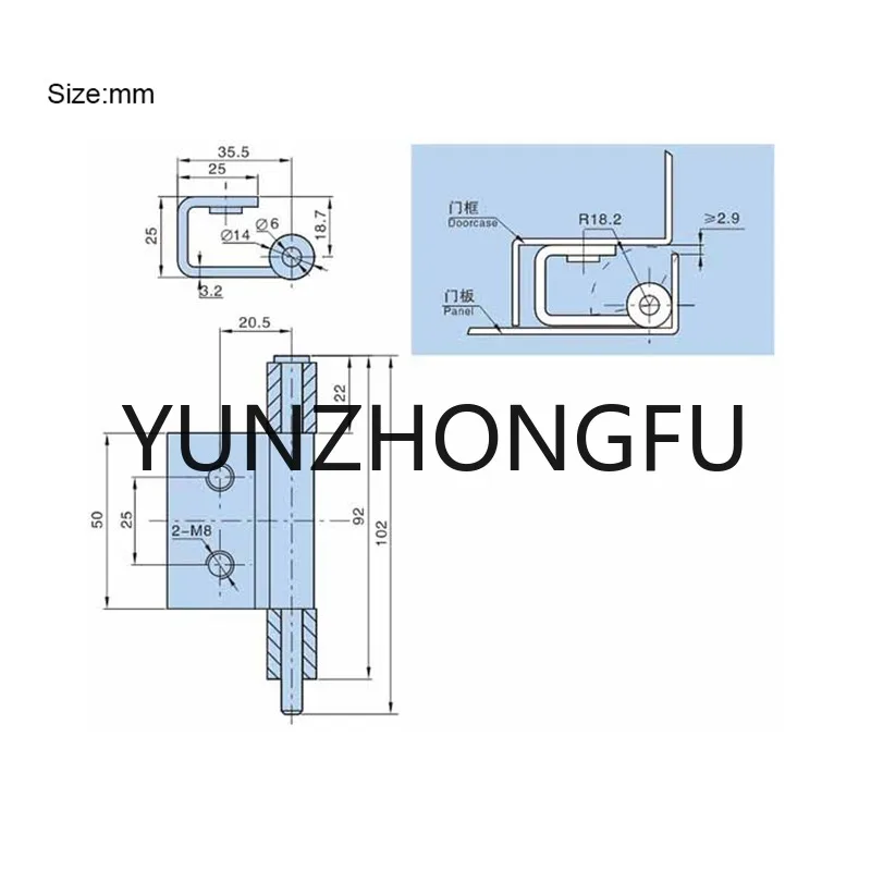 8PCS Galvanized Steel Industrial Equipment Hinges Distribution Box Hinge Switch Electric Cabinet Door Hinges