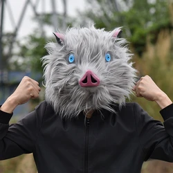 Hashibira Inosuke Cosplay Mask Pig Headgear Latex Pig's Head Masks Anime Cosplay Props Costume Accessory