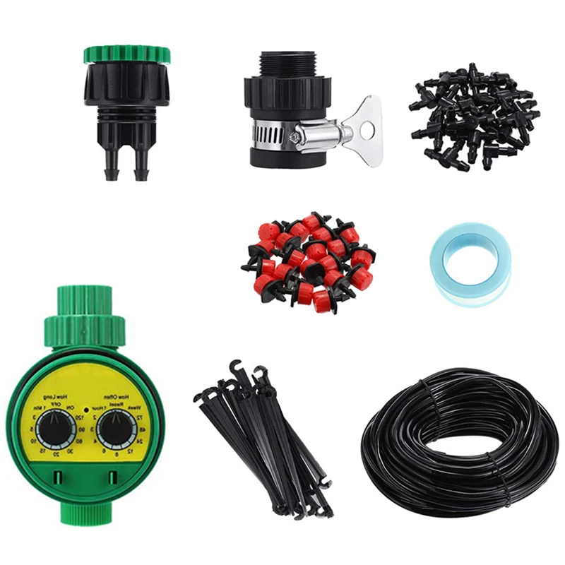 

Irrigation System With Timer, 25M DIY Microphonedrip Irrigation Kit Adjustable Nozzle Automatic Watering Kit System