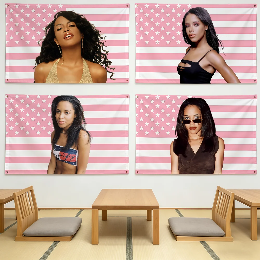 SINGER A-AaliyahS-ES Flag Durable Outdoor Indoor Patio Festive Decoration Classic Design Pole Wall Room Banner