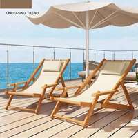 Folding Portable Chairs Solid Wood Lounge Chair Balconies Home Leisure Outdoor Canvas Beach Chairs Outdoor Camping Chair