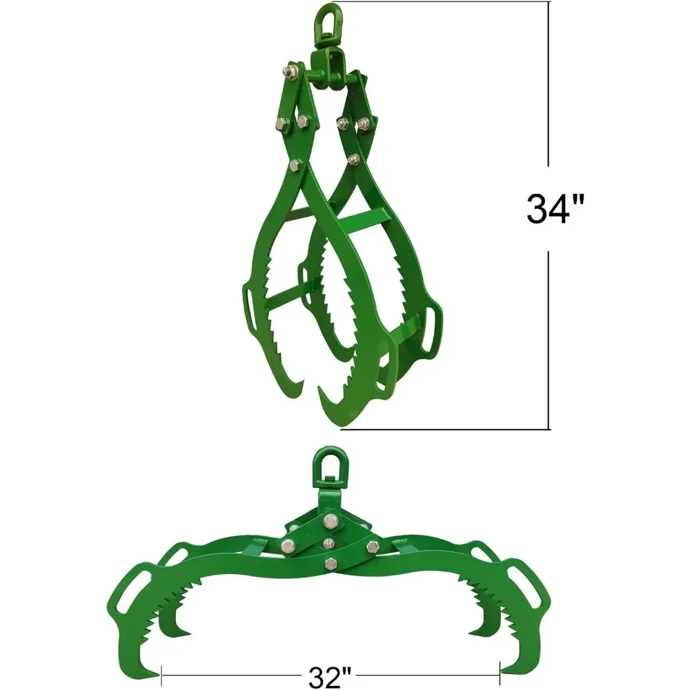 4 Klauw Log Hijstangen Houten Klauwhaak, 32-In Zwaar Uitgevoerde Grijphouten Klauw, Hout Slippende Tang Houtkap Grijper