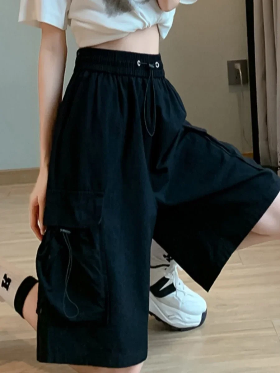 Sweet Cool Style Women's Casual Work Short Pants Summer Thin American Quick Dry Loose Straight Leg Five-Point Pants