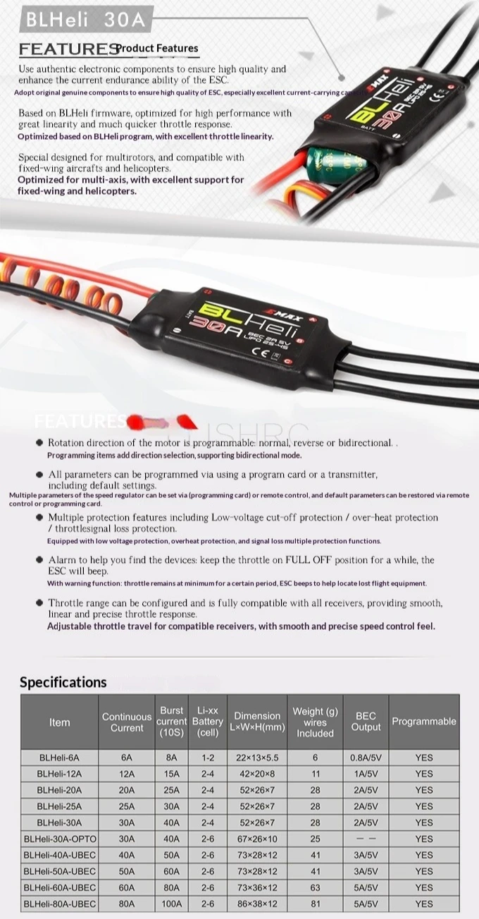 Yinyan EAMX BLheli 30A ESC, model aircraft/multi-rotor aircraft/fixed wing, electronic governor