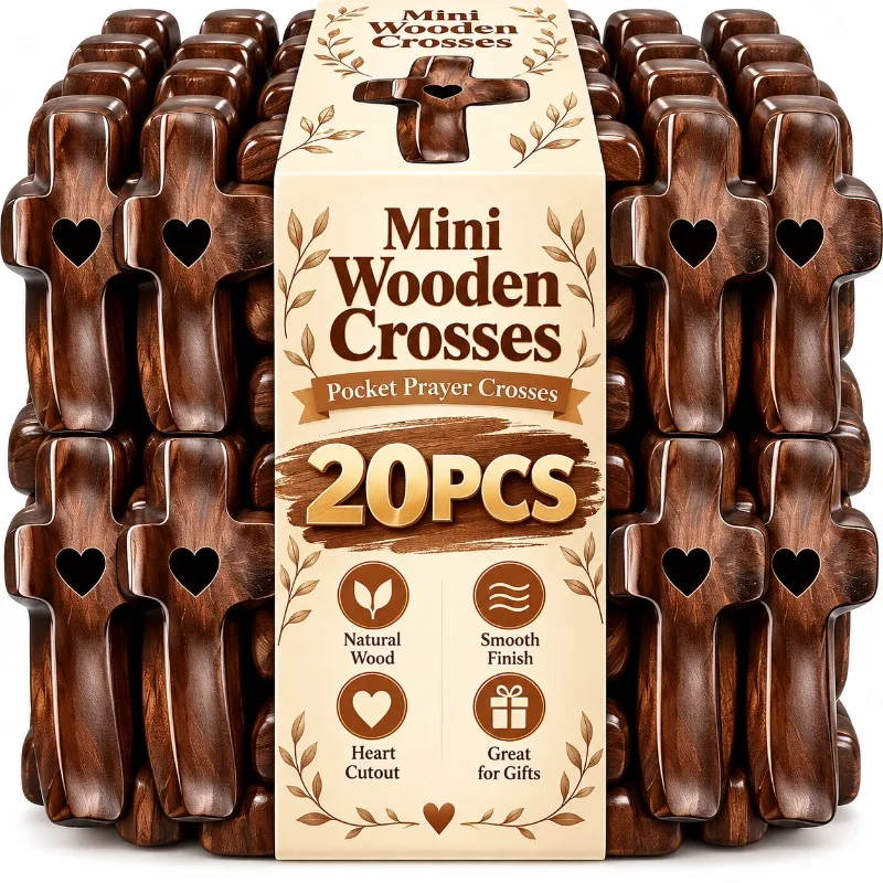 1/20PCS Mini Wooden Pocket Cross Handheld Prayer Crucifix Christian Religious Gift Palm Cross Spiritual Companion Faith Decor