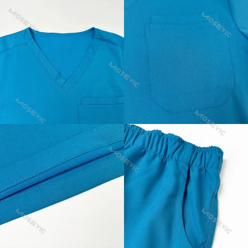 Designed for Comfort and Leisure Summer Elastic Quick-drying Medical Scrubs for Pet Hospital Short Sleeve and Long Pants Set