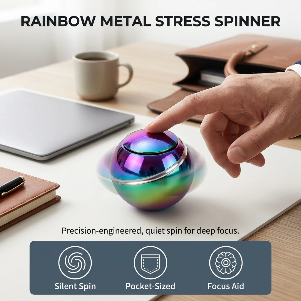 1 Pack Spinner Ball Zinc Alloy Metal for Office Desk Fidget-Toy Precision Bearing Stress Relief Adult Study Gadget Durable