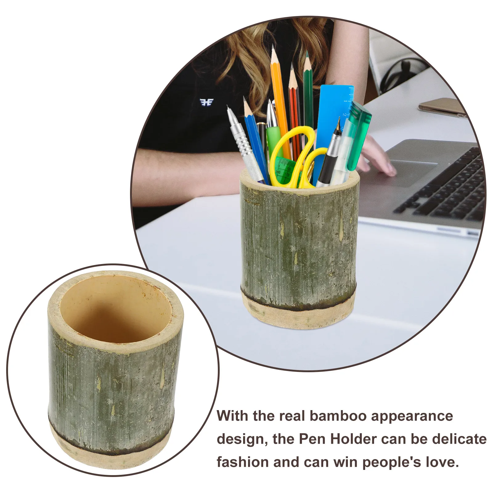 Stationery Organizer Bamboo Pen Holder Container Storage Rack Large Capacity Pencil