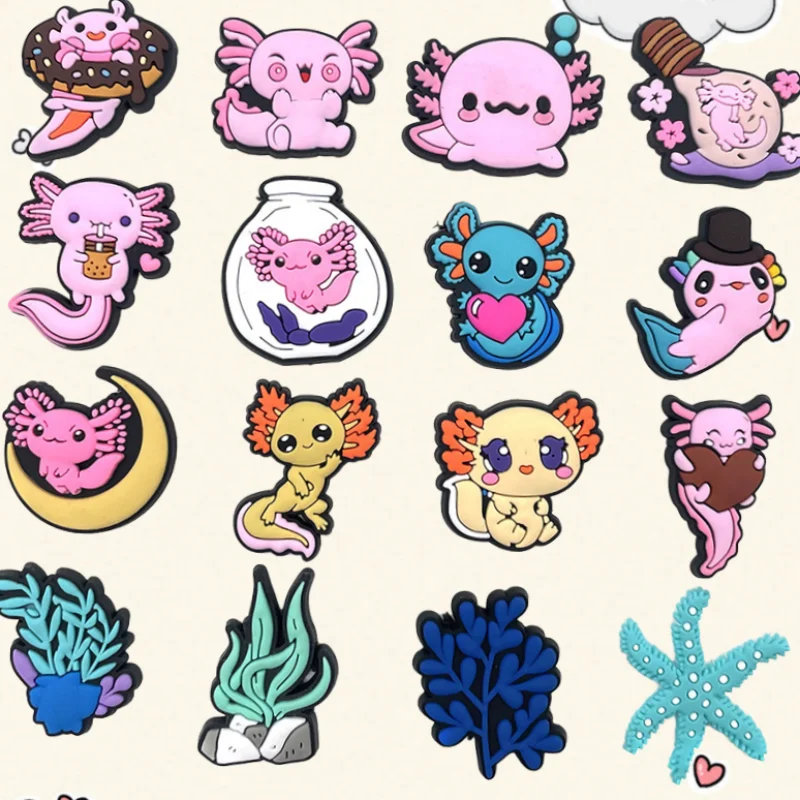 

16Pcs Axolotl Shoe Charms for Clog Sandals Girls Women Party Favors Birthday Decorative Charms