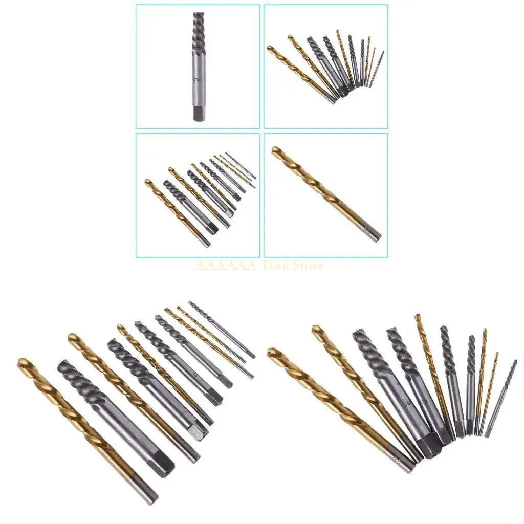 

A2BE 10x Damaged Screw Extractor Center Drill Bit Set Tool Broken Bolt Extractor Bolt