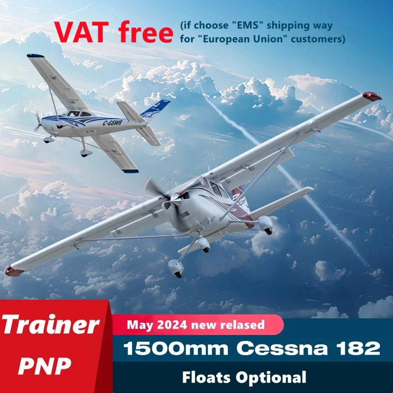 FMSRC RC Airplane Plane 1500MM 1.5M Cessna 182 Sky Trainer 5CH with flaps Trainer Beginner Model Aircraft Avion Floats Optional