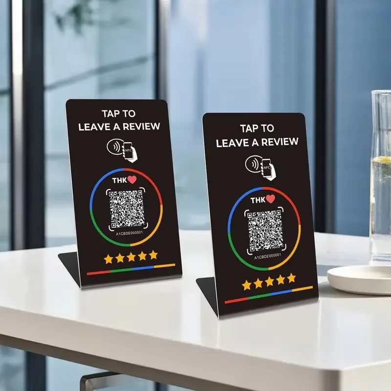 Hilo Programmable NFC 215 QR code Google Review NFC Display rack 13.56Mhz Five Star Rating System Customer Feedback Tool
