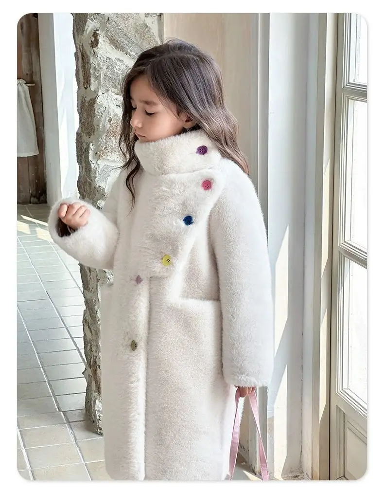 

Girls Coats Faux Fur Thick Warm SnowsuitWhite Autumn Winter Winter Baby Kids Jacket Parka Children Outerwear