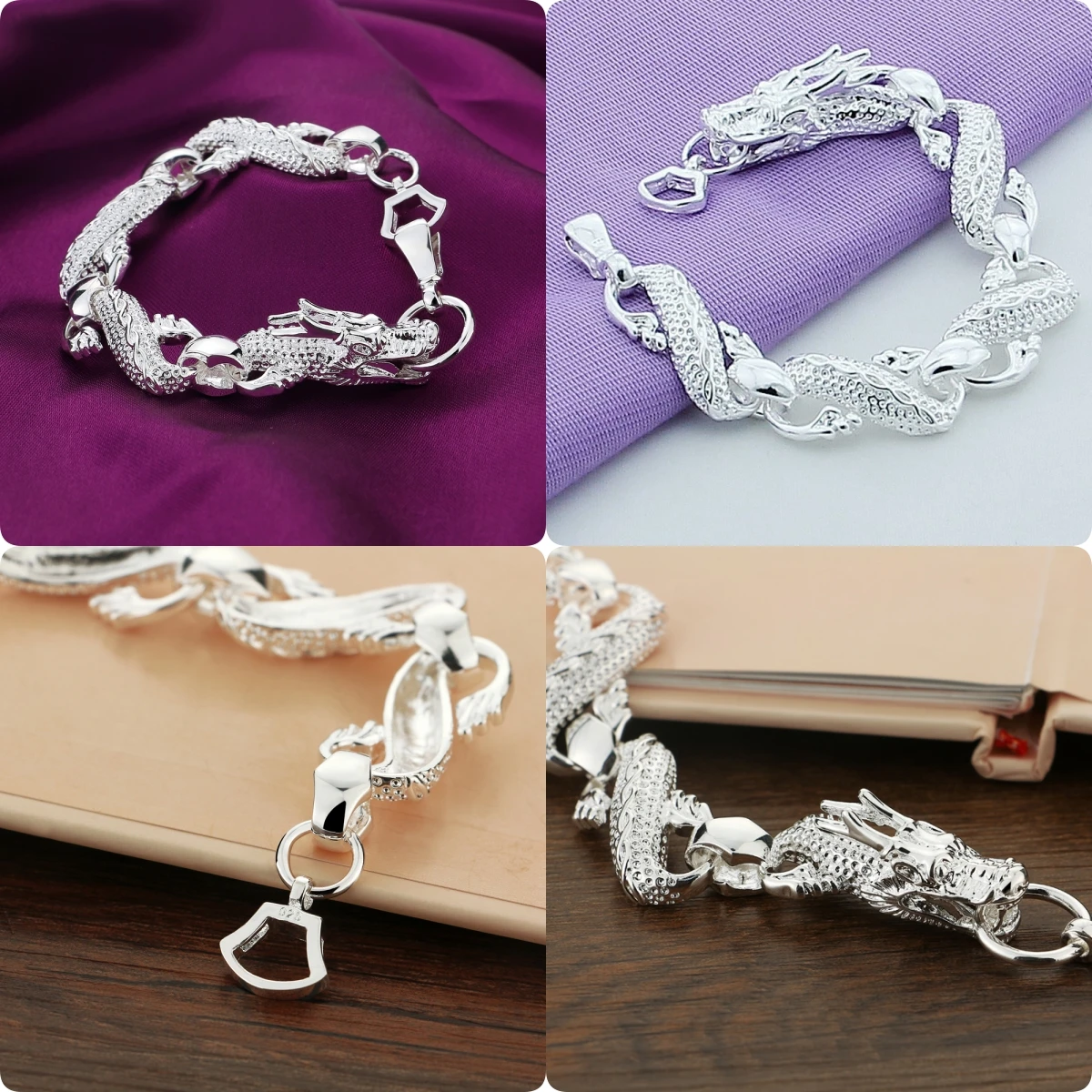 925 Sterling Silver Bracelets Domineering men's women big dragon chain Wedding party Gifts high quality Fashion Jewelry 20cm