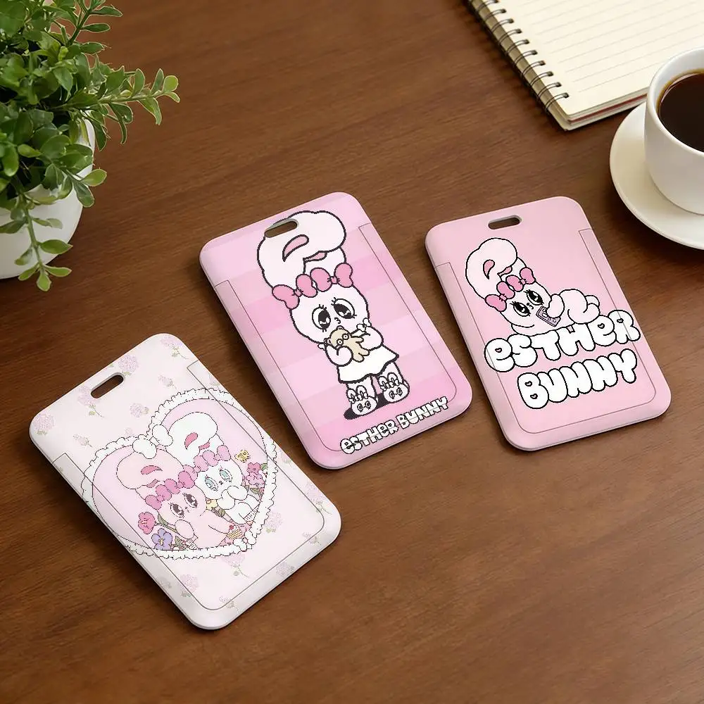 

Милый мультяшный держатель для бейджей и визиток Kawaii E-Esther B-BunnyS, подвесной держатель для ID-карт для мальчиков, чехол для пропускных карт, небольшой подарок