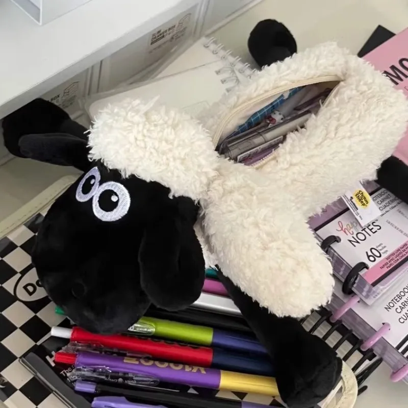 Estuche de Lápices de Peluche de Shaun el Ovejo, Bonito y Creativo, Suave y Adorable, para Estudiantes