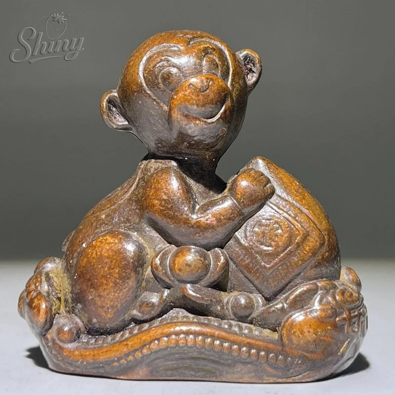 Antique Bronze Monkey Statue Ornament Prosperity and Treasure Attracting Auspicious Copper Sculpture Home Decor Collectible