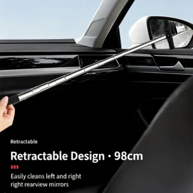 Car rearview mirror wiper cleaning tool car glass fog cleaner scraper car accessories handle telescopic window cleaning brush