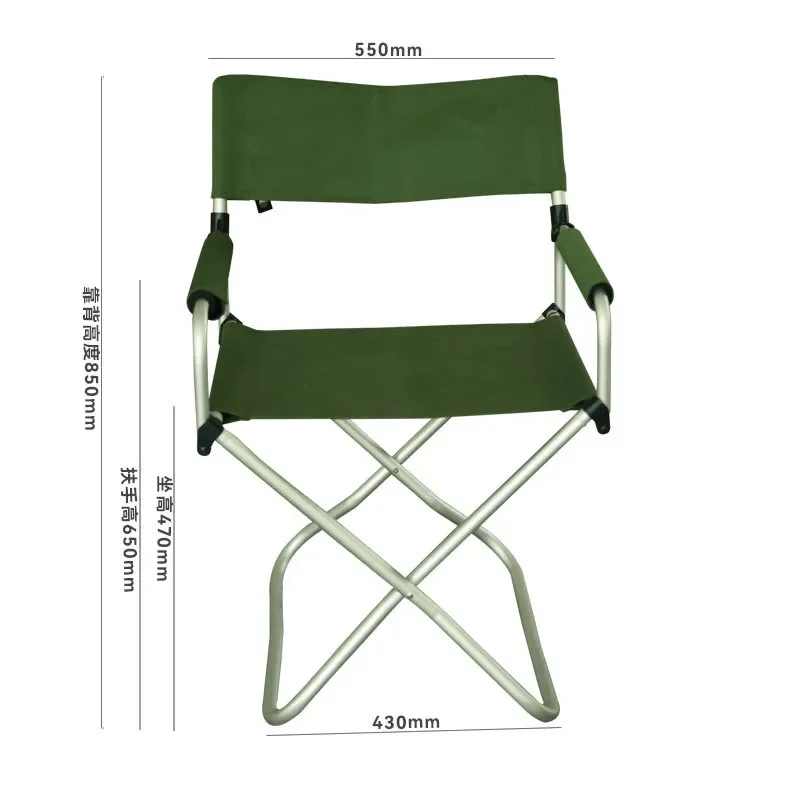 Portable Aluminum Alloy Folding Chair Outdoor Camping Fishing Stool High Backrest Director Seat Leisure Lightweight Durable