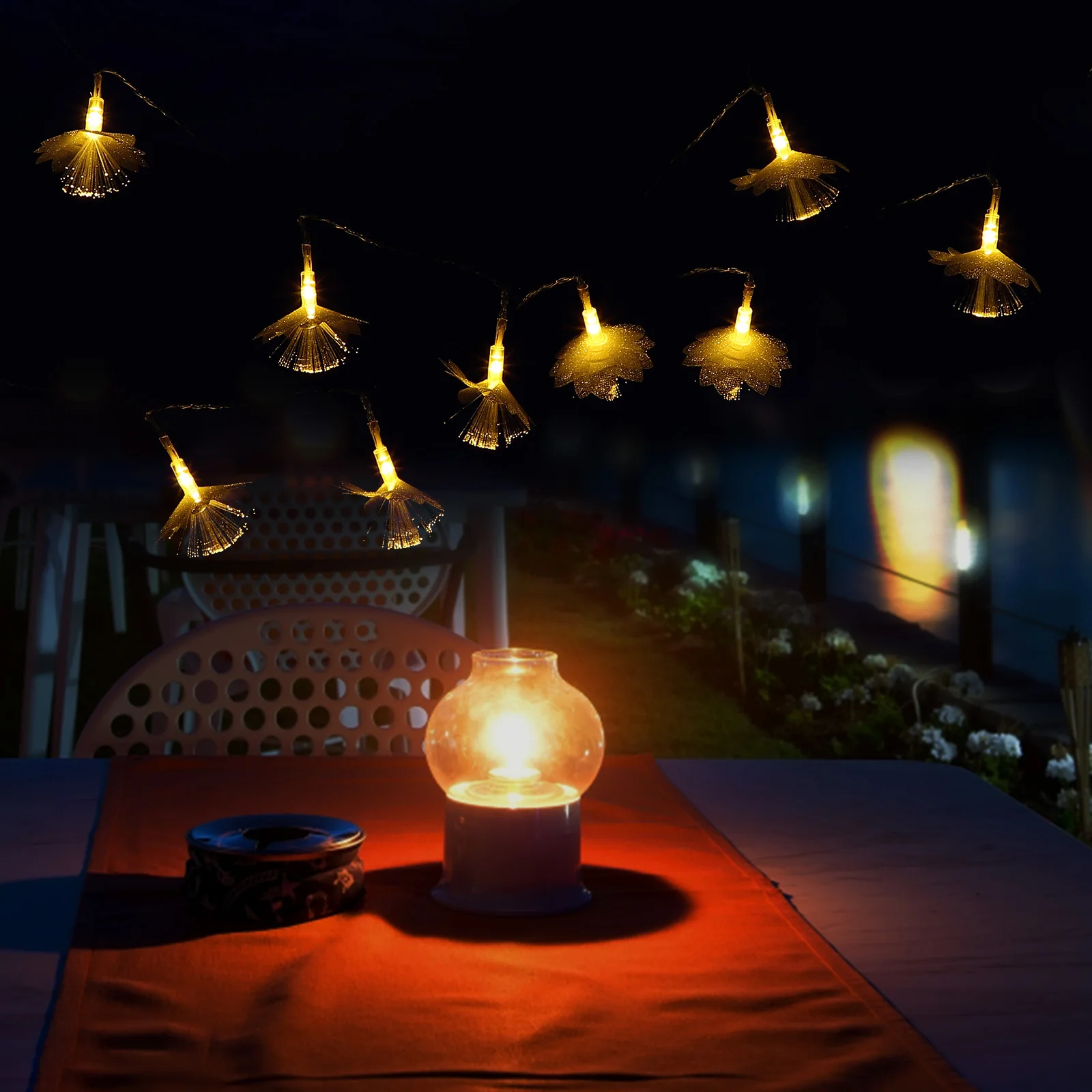 سلسلة أضواء زهرة الألياف البصرية Led إكليل الزهور تعمل مقاوم للماء لحفلات الزفاف في الأماكن المغلقة والخارجية #1