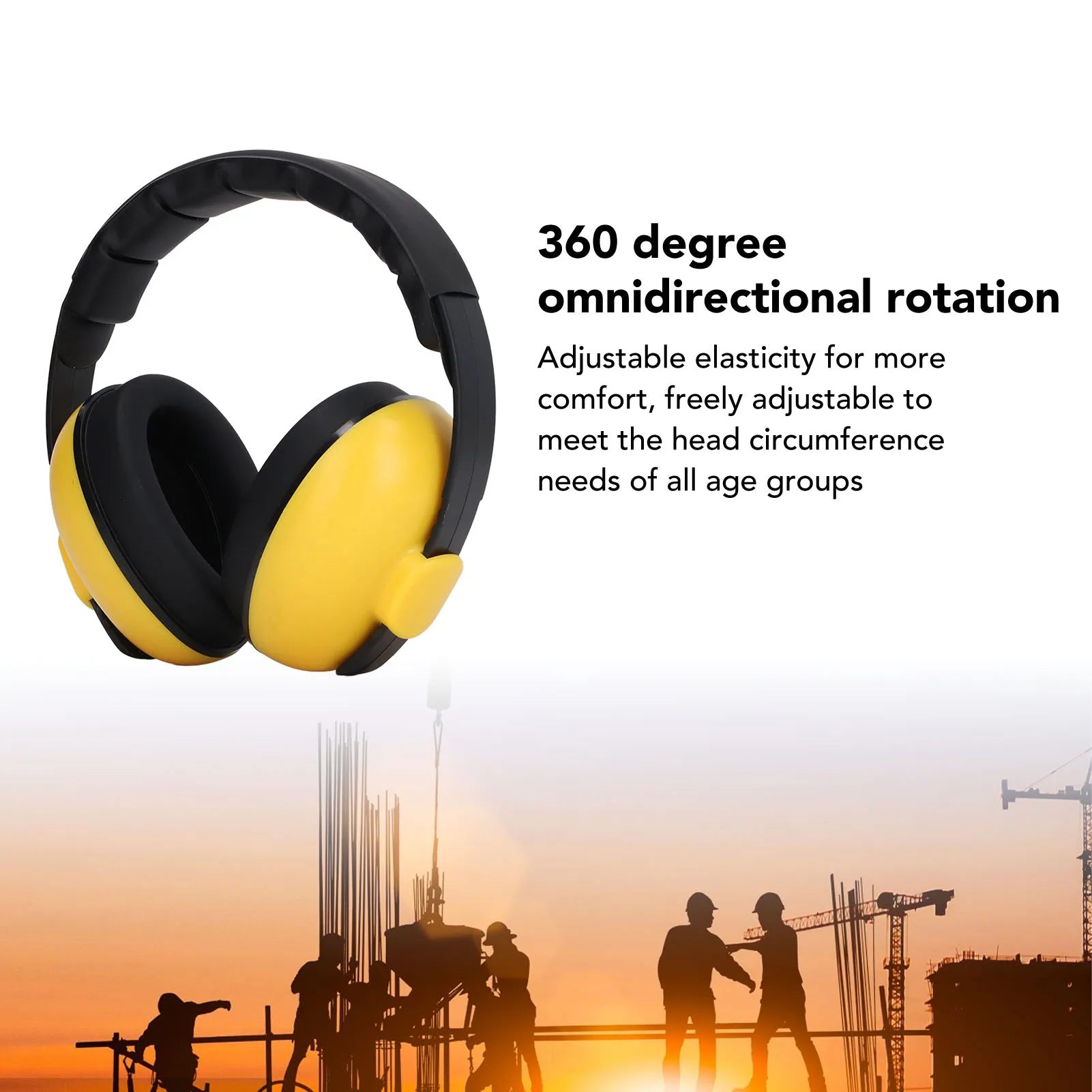 

ZK30 Earmuffs Noise Reduction Sound Blocking Hearing Protection Comfortable Wearing Ear Muffs NRR 31DB Yellow