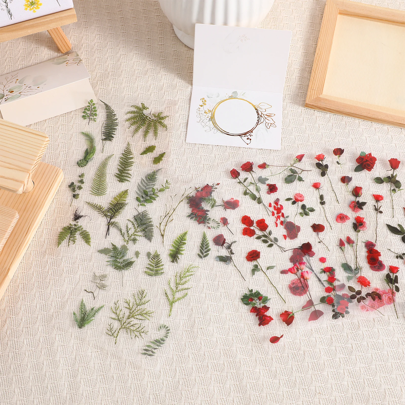 

1Set Transparent Flower Stickers Hand Account Sticker Set Vintage Floral Designs for Scrapbooking Planner Decorative Stickers