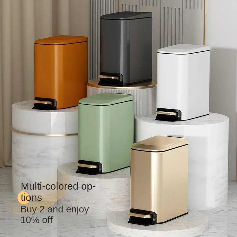 YY Trash Can Toilet Household Light Luxury Stainless Steel Kitchen Living Room