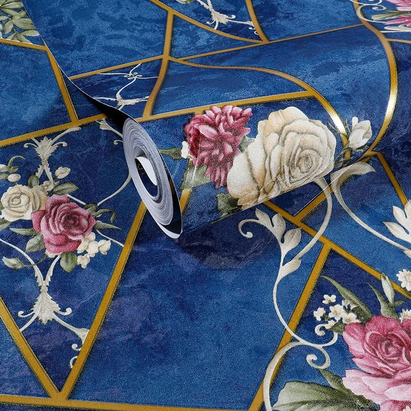 

Европейский стиль 3D цветочные обои водостойкие розы/цветы лилии гостиная спальня ПВХ геометрический треугольник настенная бумага фреска