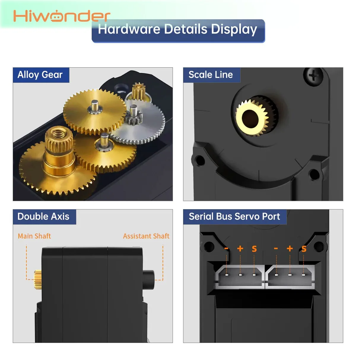 Hiwonder LX-16A Serial Bus Servo 20KG Dual-Shaft Digital Servo with LED Indicator Warning for Robots