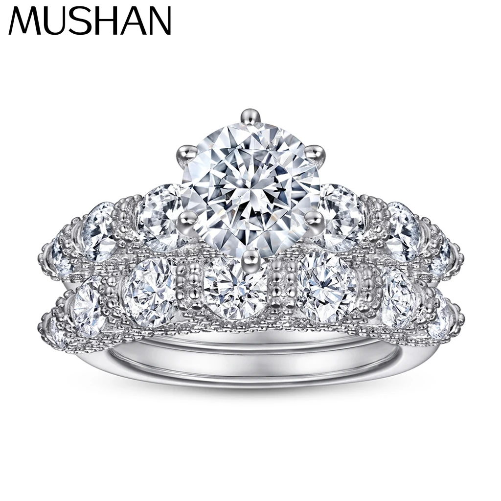 

MuShan Jewelry 925 Sterling Silver Rings Bands Engagement Ring 7A Cubic Zirconia Premium Anniversary Rings Bands Women Gift