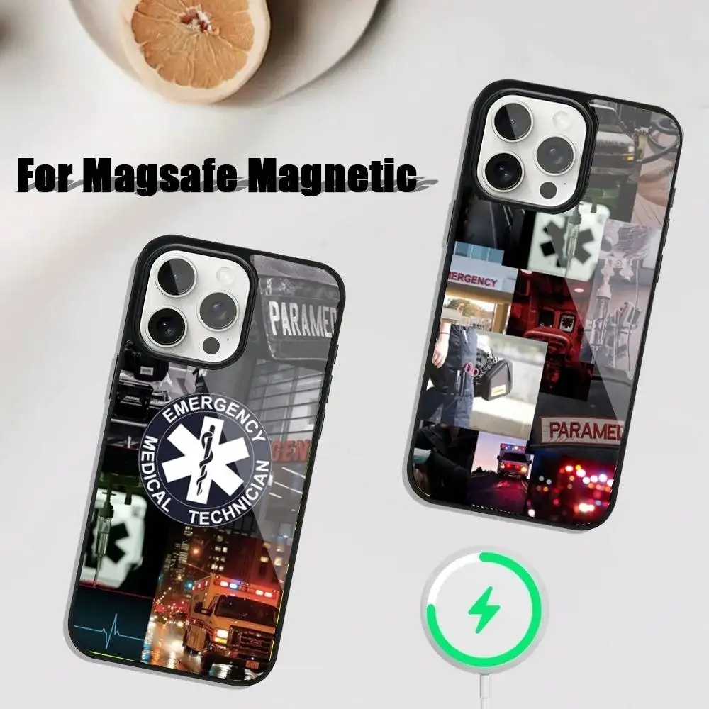 

EMT EMS Ambulance Phone Case For iPhone 17,16,15,14,13,12,11,Pro,Max,Plus,Mini,SE4,E Magnetic Magsafe Wireless Charging